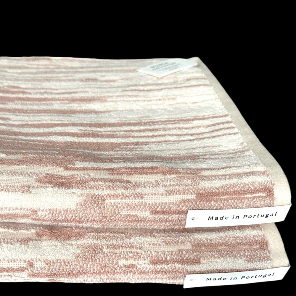 Bianca 4 Pc. Bath, Hand Towel Set 100% Cotton Ivory & Light Dusty Peach NWT - Picture 4 of 12